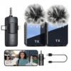 3-in-1 Wireless Lavalier Microphone Compatible for iPhone, Android & Camera, Mini Clip-On Mic with 150ft Transmission, 18H Battery, Plug & Play for Interview, Vlog, Recording