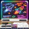 Led Drawing Board Rechargeable,Power Display&Touch Control,7 Color Lights,4 light Effects,Built‑in Stand,Wall‑Mount Ready,7 Markers,Tracing Book Included