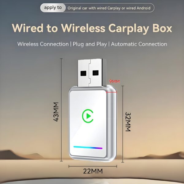 2-in-1 Wireless CarPlay & Android Auto Adapter, Plug-and-Play Car Adapter, Fast A7 Chip,USB and Type C Auto-Reconnect, Stable Converter for Cars 2016+