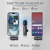 3-in-1 Wireless Lavalier Microphone Compatible for iPhone, Android, PC & Camera, Plug & Play Clip-on Mic with Clear Sound for Gaming, Live Streaming,Recording