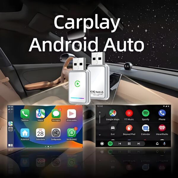 2-in-1 Wireless CarPlay & Android Auto Adapter, Plug-and-Play Car Adapter, Fast A7 Chip,USB and Type C Auto-Reconnect, Stable Converter for Cars 2016+