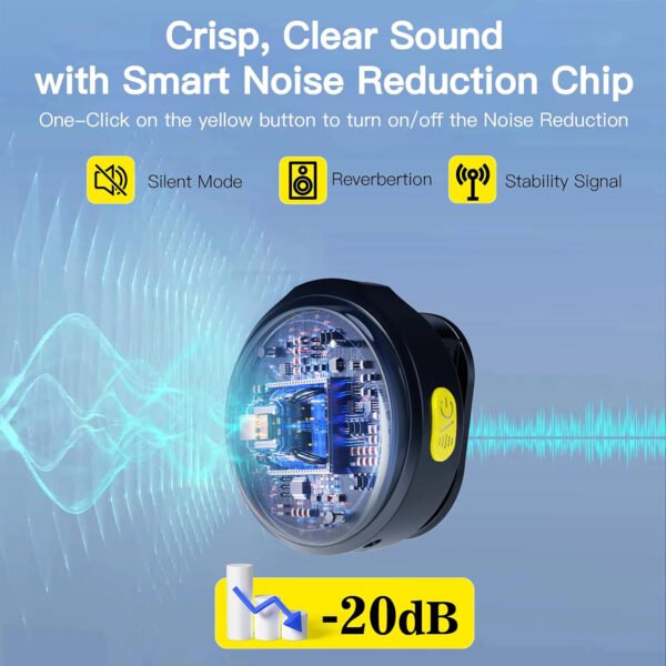 Wireless Lavalier Microphone Compatible with iPhone, Android Mini 2.4GHz Clip-On Mic with Noise Cancellation, 50m Range, 15H Battery, Plug & Play for Vlogging, YouTube, TikTok, Live Streaming