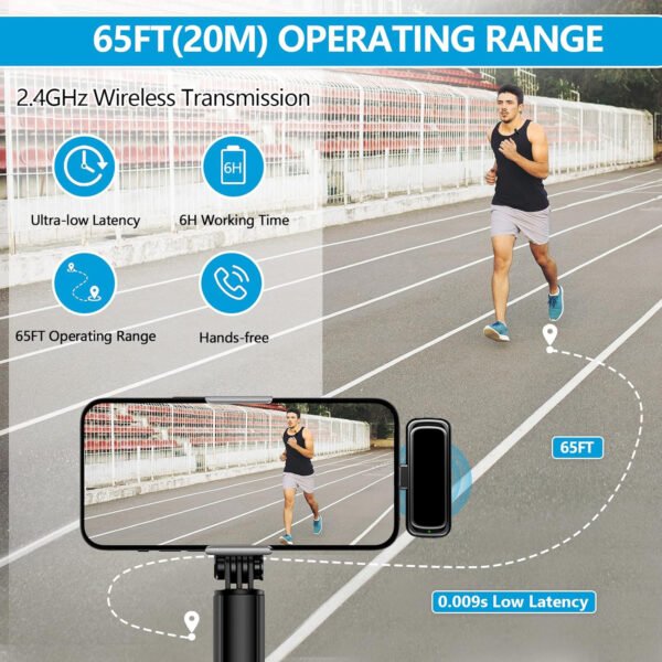 Wireless Lavalier Microphone for Android Phone, Mini Clip-On Mic with AI Noise Cancellation, Plug & Play 2.4GHz Mic for Vlogging, Live Streaming