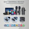 3-in-1 Wireless Lavalier Microphone Compatible for iPhone, Android, PC & Camera, Plug & Play Clip-on Mic with Clear Sound for Gaming, Live Streaming,Recording