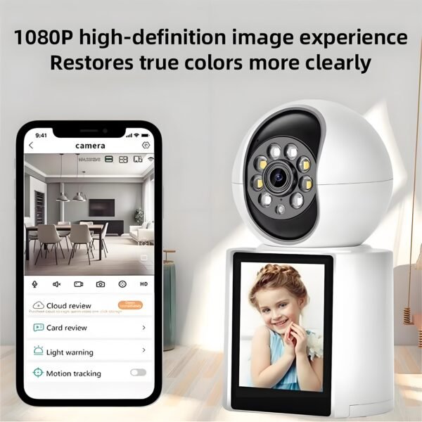 1080P Wifi Video Baby Monitor with 2.8" HD Ips Screen, Two-Way Audio, Remote App Control, Night Vision Indoor Camera for Baby & Pet Monitoring, TF Card Support
