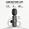 2-in-1 Wireless Lavalier Microphone Compatible for iPhone & Android, Plug & Play Clip-On Mic with Noise Cancellation for Gaming, Live Streaming, Vlog