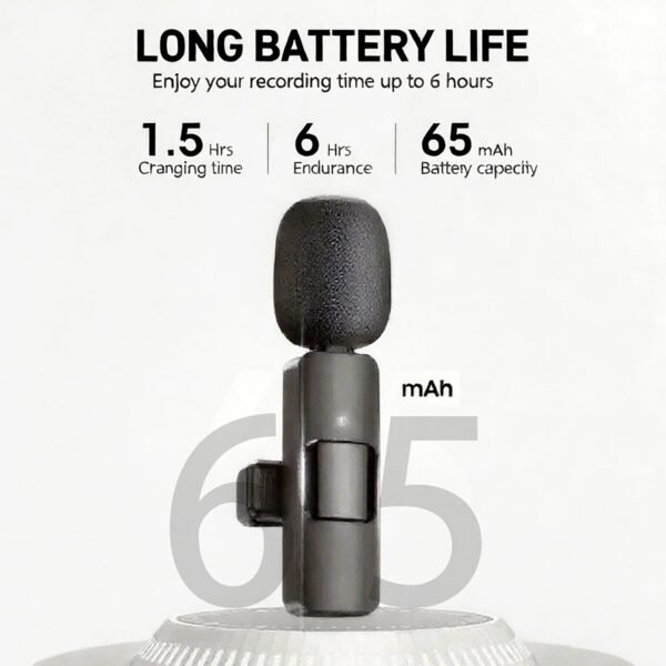 2-in-1 Wireless Lavalier Microphone Compatible for iPhone & Android, Plug & Play Clip-On Mic with Noise Cancellation for Gaming, Live Streaming, Vlog