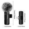 2-in-1 Wireless Lavalier Microphone Compatible for iPhone & Android, Plug & Play Clip-On Mic with Noise Cancellation for Gaming, Live Streaming, Vlog