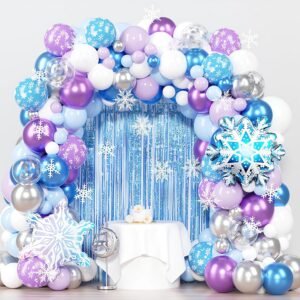 Balloon Garland Arc kit 148PCS Winter Theme With Snowflake Balloons White Blue Purple Sliver Balloon For Baby Shower Supplies Birthday Party Decorations