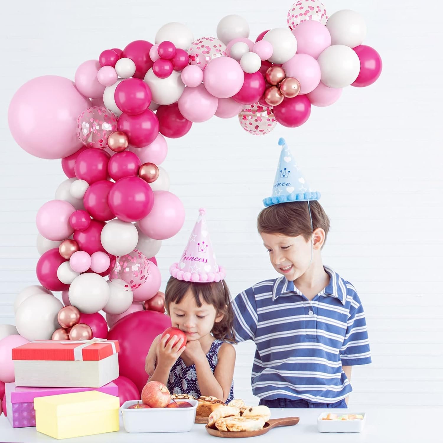 Balloon Garland Arch Kit, 110pcs Different Sizes 18/12/10/5 inches Natural Latex Confetti Pink Balloons for Birthday Princess Wedding Baby Shower Party Decorations - Image 5