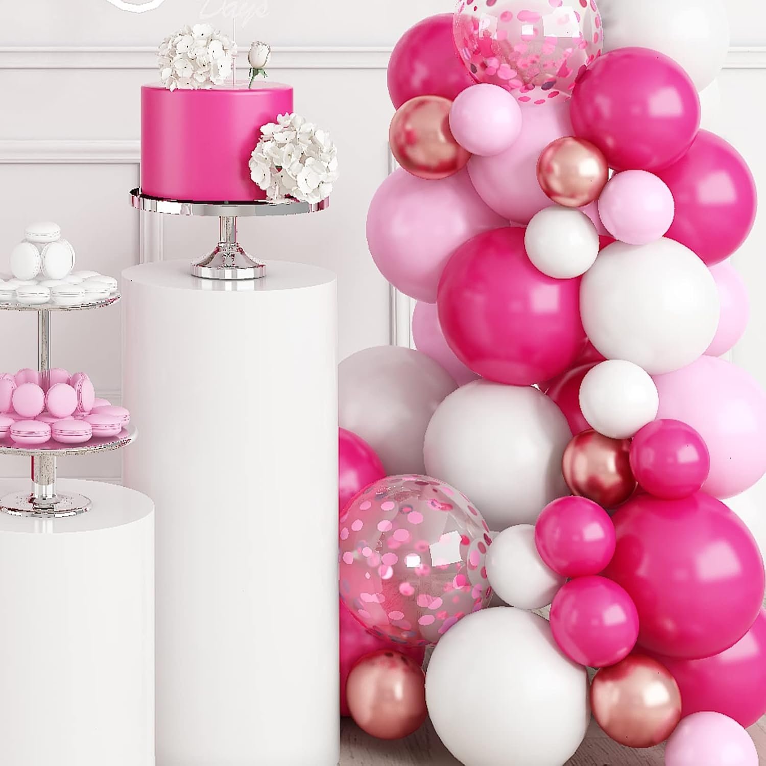Balloon Garland Arch Kit, 110pcs Different Sizes 18/12/10/5 inches Natural Latex Confetti Pink Balloons for Birthday Princess Wedding Baby Shower Party Decorations - Image 7