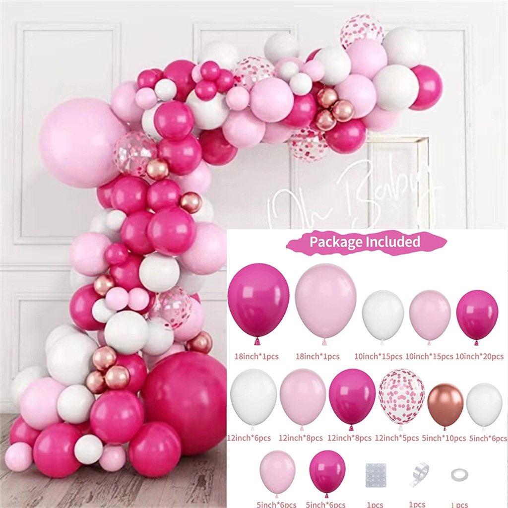 Balloon Garland Arch Kit, 110pcs Different Sizes 18/12/10/5 inches Natural Latex Confetti Pink Balloons for Birthday Princess Wedding Baby Shower Party Decorations - Image 2