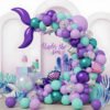 Balloon Garland Arch Kit Sea Theme, 136PCS Sea Maid Purple & Green Latex Balloons with DIY Tools, Easy Assembly for Birthday, Wedding & Party Decorations