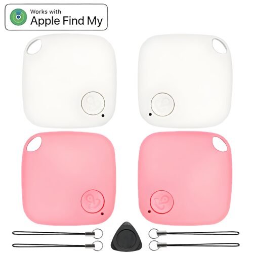 Air Tracker Tags, 4 Pack, Compatible with Apple Find My, Mfi Certified, Bluetooth Item Finder 5.4, 90dB Sound Alert, IP57 Waterproof, Replaceable Battery