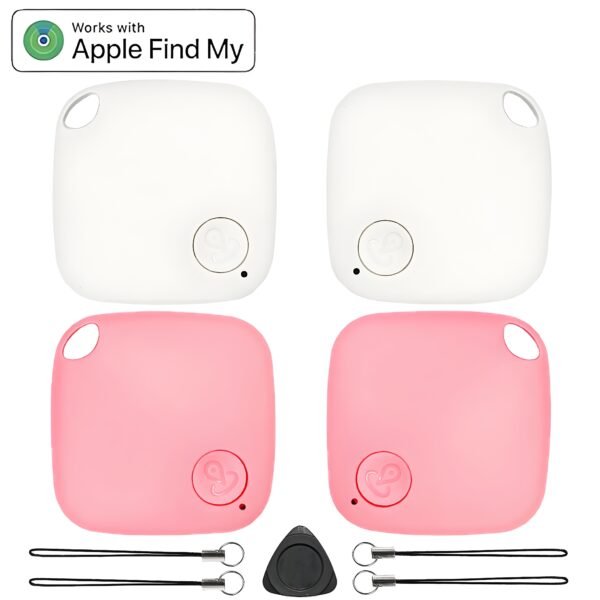 Air Tracker Tags, 4 Pack, Compatible with Apple Find My, Mfi Certified, Bluetooth Item Finder 5.4, 90dB Sound Alert, IP57 Waterproof, Replaceable Battery