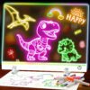1.led drawing-LEDBan-CX-30x20 Rechargeable LED Drawing Pad for Kids, Glowing Tracing Board with 7 RGB and 6 Dynamic Light Modes,Paper Holder, Portable Doodle Writing Board