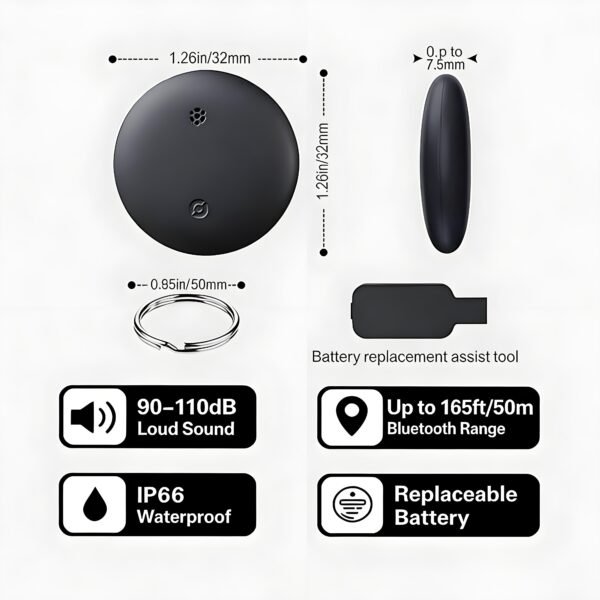 10 size-S10-Dual-Tracker-Tag Air Tracker Tags for Android and Apple,Apple Find My and Google Find Hub,4 Packs Bluetooth Item Locator,110dB Sound Alert,IP66 Waterproof,Replaceable Battery,Anti-Lost Tag