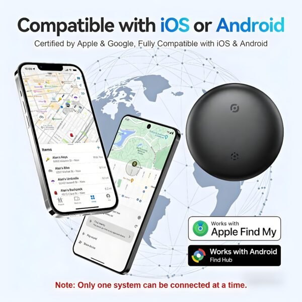 2 compatibility-S10-Dual-Tracker-Tag Air Tracker Tags for Android and Apple,Apple Find My and Google Find Hub,4 Packs Bluetooth Item Locator,110dB Sound Alert,IP66 Waterproof,Replaceable Battery,Anti-Lost Tag