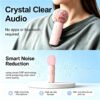Wireless Lavalier Microphone for iPhone and Android, 2-Pack Mini Clip-On Mic with Noise Reduction Plug and Play for TikTok, YouTube Video Recording, Pink