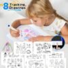 3.drawing cards-LEDBan-CX-35x25 Rechargeable LED Drawing Board for Kids, Light Up Acrylic Tracing & Writing Board with 7 RGB Colors,6 Light Modes, Magnetic Paper Holder, USB-C Charging, Creative Gift for Boys & Girls