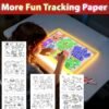 3.drawing cards-LEDBan-CX-40x30 Rechargeable LED Drawing Board for Kids, Light Up Acrylic Doodle Board with 7 RGB Colors,8 Drawing Tracing Templates,Boys and Girls Gift