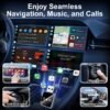 Wireless CarPlay Android Auto Adapter, 4-in-1 Car Dongle with AirPlay Mirror Link,2.4/5GHz WiFi & Bluetooth 5.0,Plug-and-Play with Auto-Reconnect,OEM Control Support