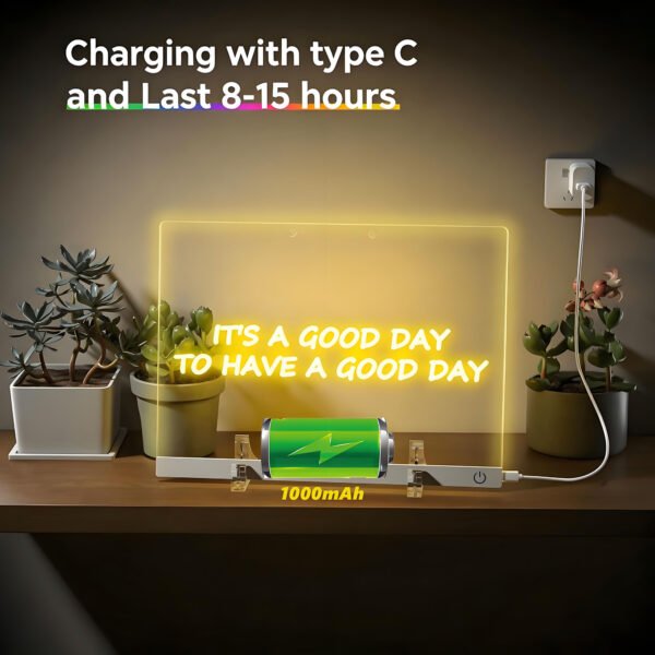 4.battery 1000mAh-LEDBan-CX-30x20 Rechargeable LED Drawing Pad for Kids, Glowing Tracing Board with 7 RGB and 6 Dynamic Light Modes,Paper Holder, Portable Doodle Writing Board