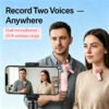 Wireless Lavalier Microphone for iPhone and Android, 2-Pack Mini Clip-On Mic with Noise Reduction Plug and Play for TikTok, YouTube Video Recording, Pink