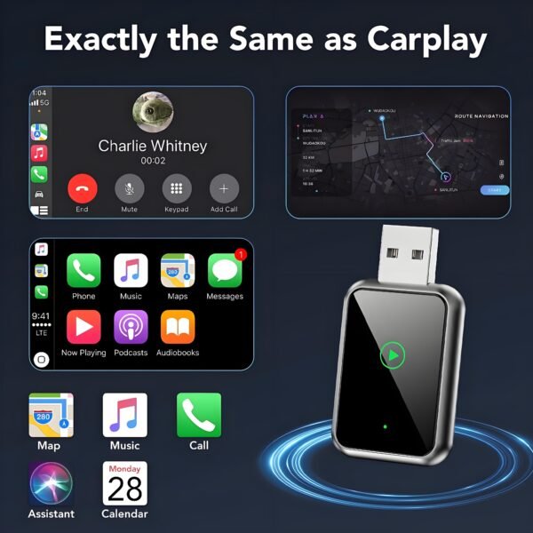 Wireless CarPlay & Android Auto Adapter, 2-in-1 Plug-and-Play Wireless Car Dongle with Fast Stable Chip, Auto Connect, Compatible with 800+ Cars,USB & Type-C
