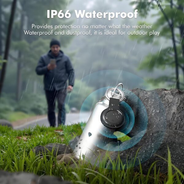 7 waterproof-S10-Dual-Tracker-Tag Air Tracker Tags for Android and Apple,Apple Find My and Google Find Hub,4 Packs Bluetooth Item Locator,110dB Sound Alert,IP66 Waterproof,Replaceable Battery,Anti-Lost Tag