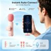 Wireless Lavalier Microphone for iPhone and Android, 2-Pack Mini Clip-On Mic with Noise Reduction Plug and Play for TikTok, YouTube Video Recording, Pink