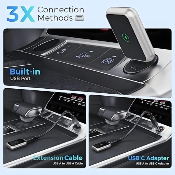 Wireless CarPlay & Android Auto Adapter, 2-in-1 Plug-and-Play Wireless Car Dongle with Fast Stable Chip, Auto Connect, Compatible with 800+ Cars,USB & Type-C