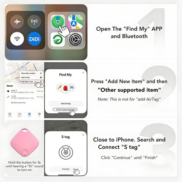 Air Tracker Tags, 4 Pack, Compatible with Apple Find My, Mfi Certified, Bluetooth Item Finder 5.4, 90dB Sound Alert, IP57 Waterproof, Replaceable Battery
