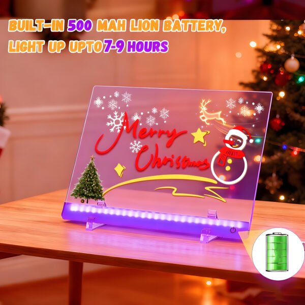 Rechargeable LED Drawing Board for Kids and Adults,Light up with 7 RGB Colors & 4 Glowing Modes,Easy-Clean Acrylic Board for Home,Office,Birthday,Holiday Gift