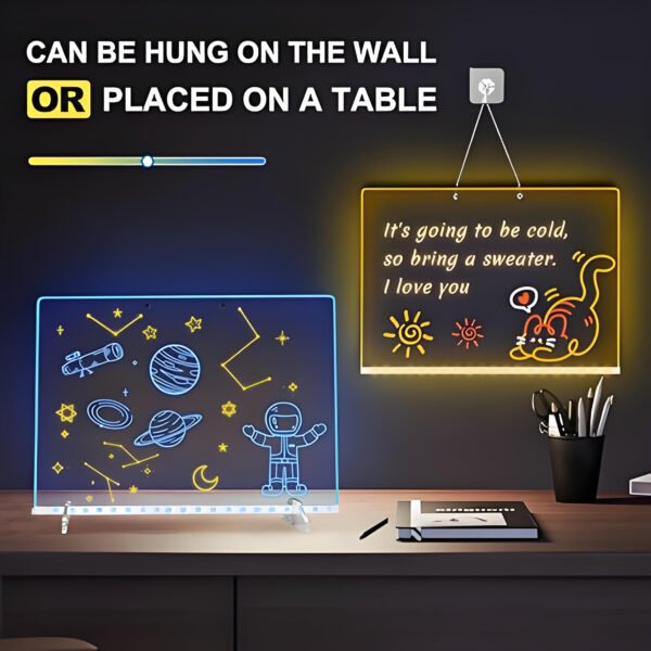 Rechargeable LED Drawing Board for Kids and Adults,Light up with 7 RGB Colors & 4 Glowing Modes,Easy-Clean Acrylic Board for Home,Office,Birthday,Holiday Gift