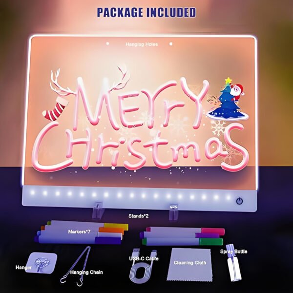 Rechargeable LED Drawing Board for Kids and Adults,Light up with 7 RGB Colors & 4 Glowing Modes,Easy-Clean Acrylic Board for Home,Office,Birthday,Holiday Gift