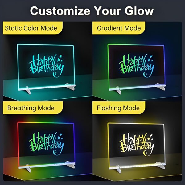 Rechargeable LED Note Board for Kids and Adults,Glowing with 7 Rgb Colors & 4 Flashing Modes,Portable Scratch-Resistant Acrylic for Writing,Drawing,Home,Holiday