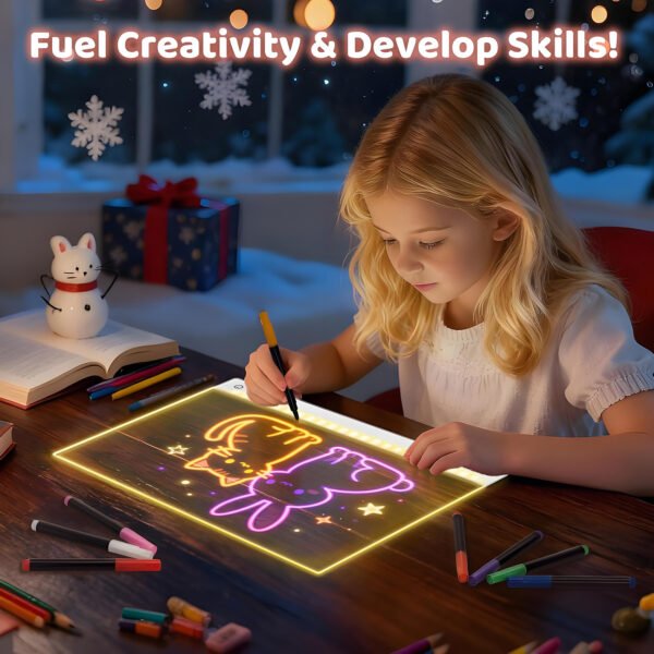 Rechargeable LED Note Board for Kids and Adults,Glowing with 7 Rgb Colors & 4 Flashing Modes,Portable Scratch-Resistant Acrylic for Writing,Drawing,Home,Holiday