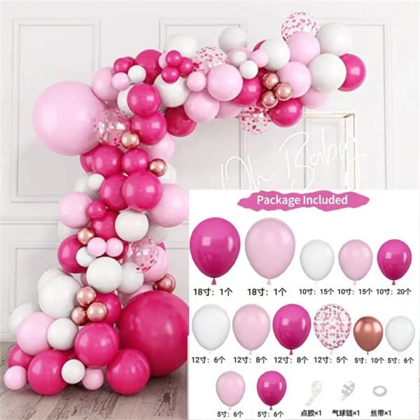 110PCS Pink Balloon Garland Arch Kit with Glitter Balloons, 18/12/10/5 Inch Latex Balloons Assorted Sizes for Birthday, Princess Party, Wedding & Baby Shower Decorations