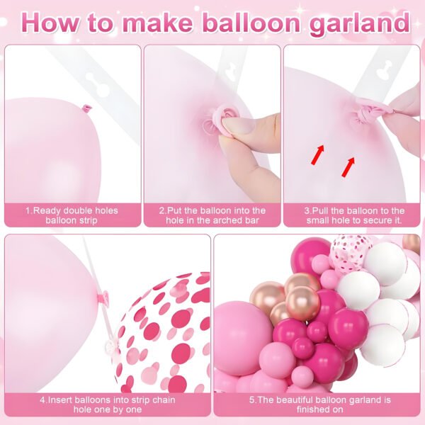 110PCS Pink Balloon Garland Arch Kit with Glitter Balloons, 18/12/10/5 Inch Latex Balloons Assorted Sizes for Birthday, Princess Party, Wedding & Baby Shower Decorations