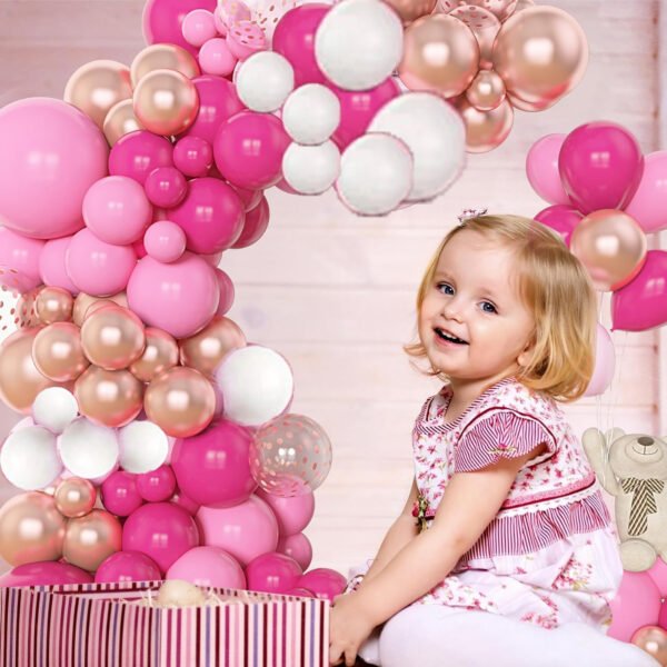 110PCS Pink Balloon Garland Arch Kit with Glitter Balloons, 18/12/10/5 Inch Latex Balloons Assorted Sizes for Birthday, Princess Party, Wedding & Baby Shower Decorations