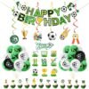 Soccer Birthday Party Supplies,Decorations Kit Soccer-Themed with Banner Hanging swirls,Latex Balloons Cupcake Toppers for boys girls