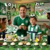Soccer Birthday Party Supplies,Decorations Kit Soccer-Themed with Banner Hanging swirls,Latex Balloons Cupcake Toppers for boys girls
