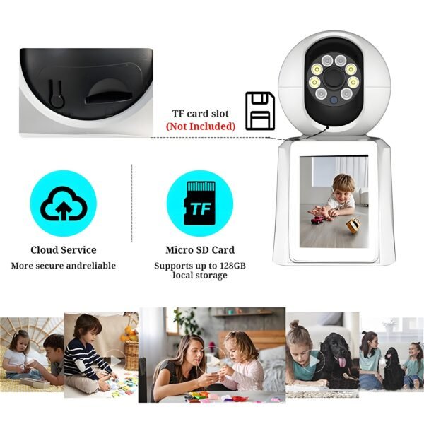 1080P Video Baby Monitor with 2.8" Ips Screen, Wifi Indoor Smart Camera for Baby, Two-Way Audio, Infrared Night Vision, AI Motion Detection,White